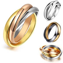 Кольца 3 в 1 мужские/женские с тройной блокировкой, вращающиеся кольца из нержавеющей стали с высокой полировкой, устойчивые к потускнению обручальные кольца 2024 - купить недорого