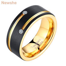 Newshe Mens Tungsten Carbide Ring Black and Golden Color 8mm Wedding Band For Men AAAAA Cubic Zirconia Jewelry Size 9-13 TRX044 2024 - buy cheap