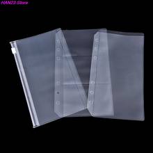 Sobre transparente de PVC con cierre de cremallera para encuadernación, bolsa organizadora con 6 agujeros, recarga de bolsillo, material de papelería, A5/A6 2024 - compra barato