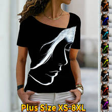 Женская модная футболка с коротким рукавом и V-образным вырезом, в стиле ретро 2024 - купить недорого