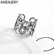 ANENJERY Silver Color Copper Vintage Mutil-layer Circle Geometric Thai Silver Rings Opening Rings For Women Men Jewelry S-R527 2024 - buy cheap
