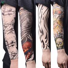 Meias de braço de náilon estilosas, tatuagem falsa temporária protetora para braços, com estampas descoladas para homens e mulheres 2024 - compre barato