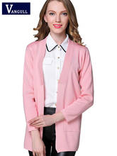 Novo cardigan feminino de alta qualidade, primavera outono, médio-longo, 2021, elegante, bolso, casaco de malha, capa top 2024 - compre barato