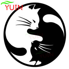 Pegatina de coche de gato Yin Yang, accesorios de decoración de dibujos animados a la moda, calcomanías creativas de PVC, protector solar para ventana y maletero, pegatinas impermeables 2024 - compra barato