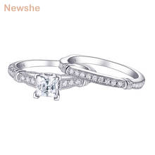 Newshe-Anillo de boda de Plata de Ley 925 con corte de princesa blanca, joyería nupcial, 1 quilate, 1R0029 2024 - compra barato