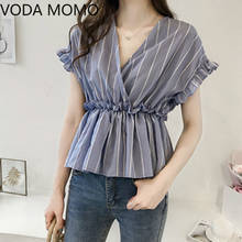 summer short sleeve striped women's shirt blouse for women blusas womens tops and blouses chiffon shirts ladie's top  2024 - buy cheap