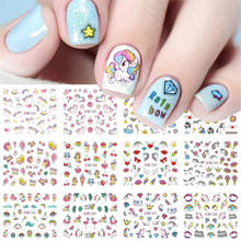 12pcs Nail Stickers Pink Horse Transfer Sliders For Nails Cute Cartoon Flamingo Water Decals For Manicure Designs GLBN1057-1068 2024 - купить недорого