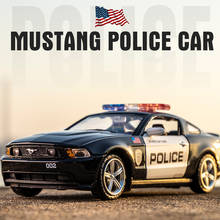 Модель автомобиля из сплава 1:32 2006 Ford Shelby Mustang GT350, модель полицейского автомобиля 911, модели игрушечных автомобилей из сплава, Литые металлические модели автомобилей, игрушки для 2024 - купить недорого