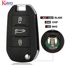 Kutery 3 botões chave da aleta remota do carro para citroen c4 cactus hella 434 mhz id46 hu83 va2 sem corte lâmina 2024 - compre barato