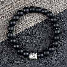 Healing  Buddha Head Prayer Volcanic Lava Natural Stone Strand Bead Bracelet For Men Black Beaded Yoga Women armband Jewelry 2024 - buy cheap
