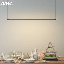 Modern LED Strip Pendant Lights Lighting Dimmable Acrylic Lampshade Hanging Lights Restaurant Bar Office Indoor Decor Luminaries 2024 - buy cheap