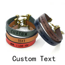 Custom Wrap Leather Bracelet Engraved Personalized Letters Text Words Bracelet Men Women Creative Gifts 2024 - buy cheap