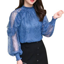 Women Blouse Lace Shirt Spring Autumn New Long Sleeves Lace Transparent Hollow Out Flower embroidery Female Tops Blusa 603J 2024 - buy cheap