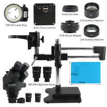 Тринокулярный стереомикроскоп с двойной стрелой, 1080 X-90X, 180X, с симуль-фокусным расстоянием, видеокамера с автофокусом SONY IMX290 HDMI P 2024 - купить недорого