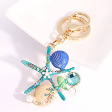 EASYA 2 Colors Sea World Crystal Starfish Keychain Fashion Simulated Pearl Shell Keyring Holders For Women Bag Car Key Chains 2024 - buy cheap