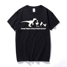 Camiseta divertida de Evolution Sucks para hombre, camisa informal de algodón, de verano, con cómic retro de dinosaurios y pájaros 2024 - compra barato