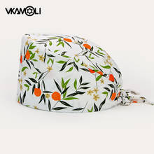 Gorro de algodón con estampado Floral para tienda de mascotas, gorro de trabajo de belleza para laboratorio, gorros de enfermería 2024 - compra barato