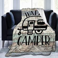 Vintage Wooden Door Happy Camper Microfiber Fuzzy Travel Blanket Throw Smooth Soft Blanket Adult Women Boy Girl Kids Toddler 2024 - buy cheap