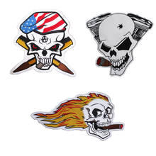American Soldier Skull Flame Cigar Engine Cool Darkness Large Motorcycle Embroidery Patches  For Jacket Back Biker Punk Sew on 2024 - buy cheap