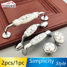 Ceramic Furniture Knobs Cabinet Pulls Drawer Handles With Silver Color For Kitchen Single Knob Zinc Alloy 2024 - buy cheap