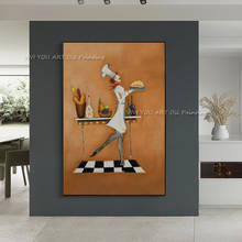 New Design Handpainted Female Chef Oil Paintings on Canvas Art Pictures Lovely Cook Wall Stickers for Home Decor As Unique Gift 2024 - buy cheap