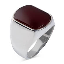 925 Sterling Silver Plain Agate Burgundy Stone Men's Ring Silver Ring for Men with Agate Gemstone 2024 - buy cheap