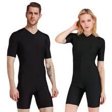 Sbart One Piece Swimsuit Women Men Black Swimwear Short Sleeve UPF 50+ Quick-dry Beach Rash Guard Diving Surf Suit Front Zipper 2024 - buy cheap