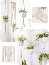 Suporte de planta para macramé, cesta de planta feita à mão em algodão para pendurar na parede, 2 peças 2024 - compre barato