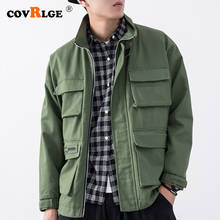 Covrlge Men Cotton Jacket Solid Cargo Jacket Spring Autumn Male Clothing High Quality Streetwear Casual Men's Coat MWJ187 2024 - buy cheap