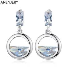 ANENJERY Silver Color  Round Spring Water Shaped Zircon Drop Earrings Fashion Geometric Circle Jewelry Dropshipping S-E864 2024 - buy cheap