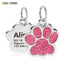 Personalized Dog Cat Tags Engraved Cat Dog Puppy Pet ID Name Collar Tag Pendant Pet Accessories Paw Glitter Pendant 2024 - купить недорого