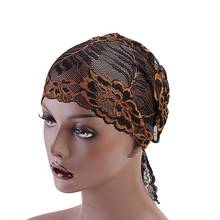 Women Muslim Hijabs Turban Inner Cap Arab Islamic Headwear Headband Lace Wraps Hair Cover Flower Hair Loss Cap Hair Accessories 2024 - buy cheap