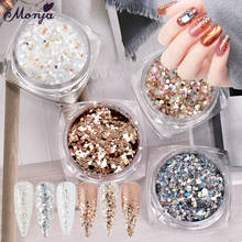 Monja 6 Boxes/Set Nail Art Silver Gold Glitter Flakes Colorful Hexagon Sparkly Shiny Mermaid Sequins Powder Manicure Accessories 2024 - buy cheap