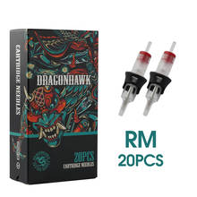 100% original dragonhawk rm tatuagem agulhas cartucho com silicone caso permanente maquiagem agulhas 20 pçs/caixa 2024 - compre barato