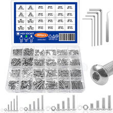 880pcs Hex Socket Button Head Cap Screw M2 M3 M4 M5 Stainless Steel Screws Bolts Nuts Washers Hexagon Set with Allen Wrenches 2024 - buy cheap
