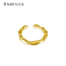 ANDYWEN-Anillo de Plata de Ley 925 para mujer, joyería de fiesta Simple Irregular, geométrica, Rock, Punk, boda, moda 2021 2024 - compra barato