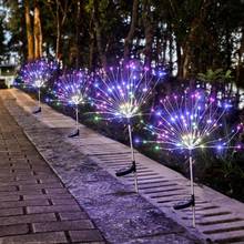 Luces LED solares para jardín, luz Solar para exteriores, adornos de fuegos artificiales de diente de león, lámpara de decoración de césped para iluminación de paisaje de jardín