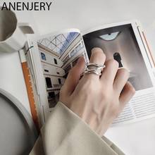 ANENJERY Silver Color Mutil-layer Twist Thai Silver Color Ring For Women Opening Size Ring Fashion Simple Jewelry Gifts S-R620 2024 - buy cheap