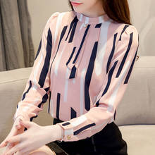 Elegant Blouse Women Striped Chiffon Blouse Shirt Korean Fashion Clothing Womens Tops And Blouses Long Sleeve Women Shirts A678 2024 - buy cheap