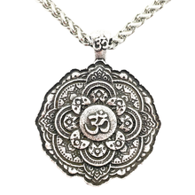 Nostalgia Sacred Geometry Women OM Yoga OHM Hindu Buddhist AUM Chakra Pendant Mandala Lotus Flower Necklace 2024 - buy cheap
