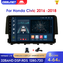 Ossuret Car Multimedia Player Quad Core Radio For Honda Civic 2016 2017 2018 Android 10 USB BT PC 4G LTE WIFI Bluetooth SWC DAB 2024 - buy cheap