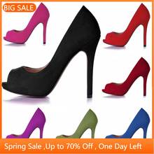 CHMILE CHAU Suede Sexy Dress Party Women Shoe Peep Toe Stiletto High Heel Supermode Vogue Lady Pumps Plus Sizes Zapatos Mujer T8 2024 - buy cheap