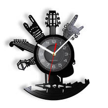 Reloj de pared con disco de vinilo para guitarra, instrumentos musicales, regalos para fanáticos de la música Rock, diseño de arte para el hogar, decoración personalizada 2024 - compra barato