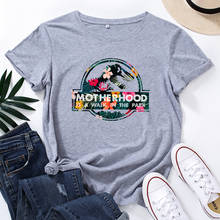 Camiseta feminina gráfica de algodão, blusa de manga curta com gola careca roupa casual de verão com flores 2024 - compre barato