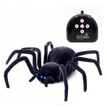 Animal de estimação eletrônico controle remoto simulação tarântula olhos brilho inteligente aranha preto 4ch halloween rc brincadeira complicada brinquedo assustador presente 2024 - compre barato