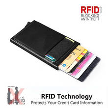 Tarjetero de aluminio para hombre, billetera de Metal delgada con bloqueo RFID, para tarjetas de crédito 2024 - compra barato