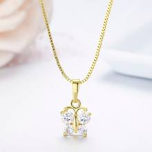 Cute White CZ Butterfly Charms Suspension Necklaces & Pendants Necklace Women Grils Kids Jewelry Gold Color Chain Collier Kolye 2024 - buy cheap