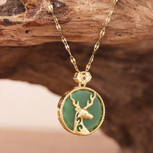 Colgante de ciervo Sika tallado a mano, de Jade verde Natural chino, joyería de Boutique de moda para tener tu collar, regalo Popular 2024 - compra barato