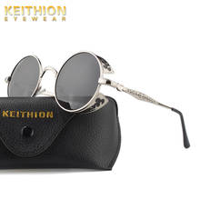 KEITHION Gothic Steampunk Sunglasses Polarized Men Women Brand Designer Vintage Round Metal Frame Sun Glasses High Quality 2024 - buy cheap