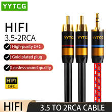 Yytcg cabo de áudio hifi canare 3.5mm para 2rca, amplificador de celular pc, interconexão de alta qualidade, entrada 3.5 para rca 2024 - compre barato